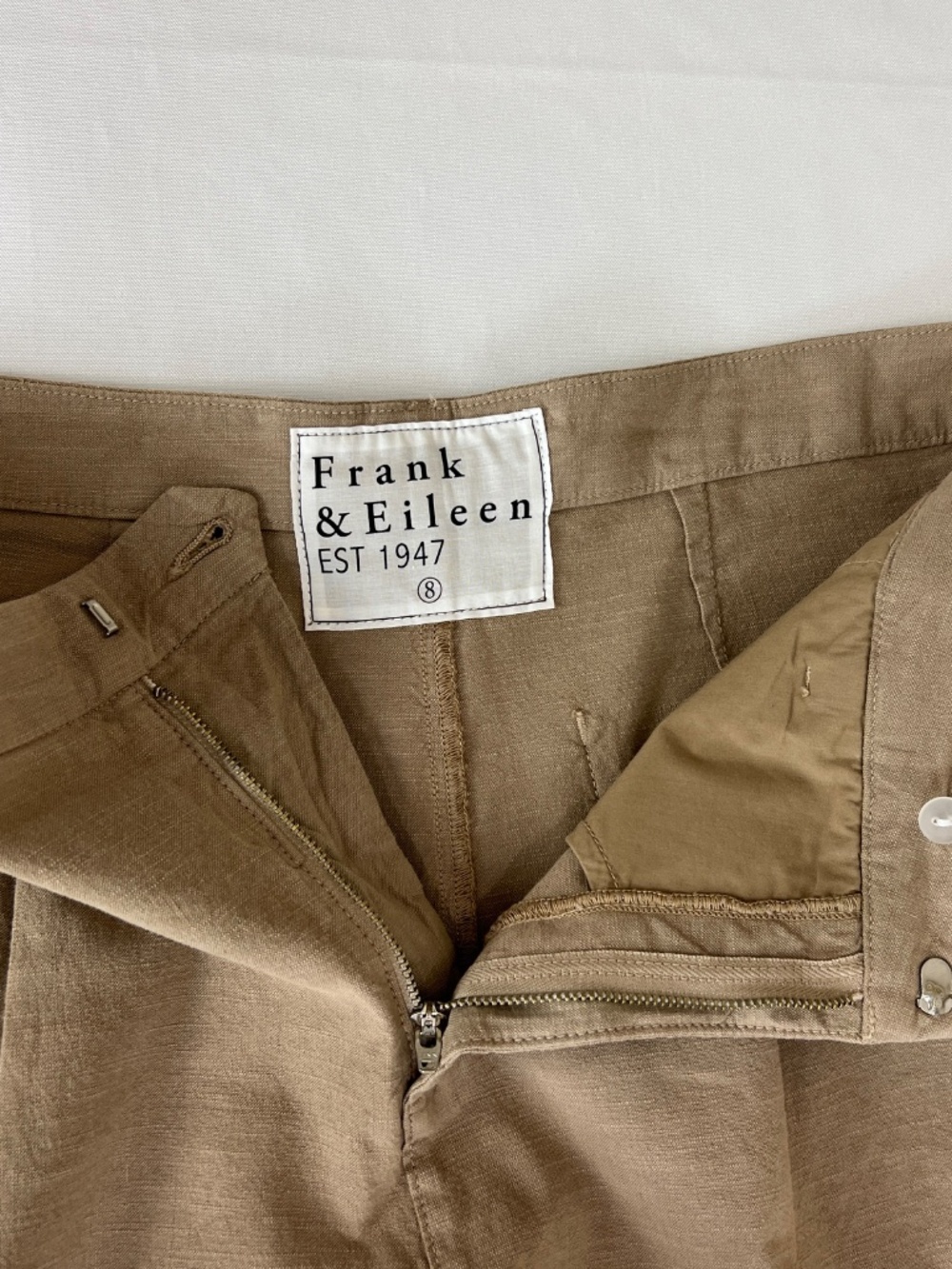 Frank & Eileen Waterford Walking Shorts In Tiramisu /Tan Linen Blend Size 8 - Picture 6 of 14